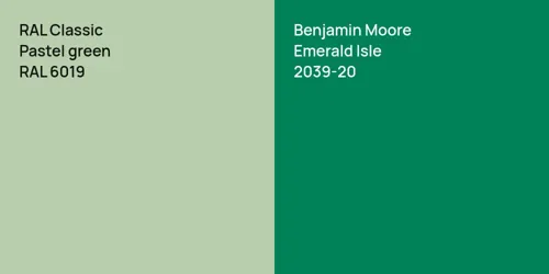 RAL 6019  Pastel green vs 2039-20 Emerald Isle