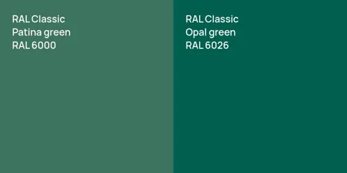 RAL 6000  Patina green vs RAL 6026  Opal green