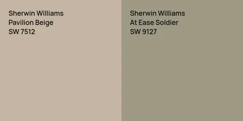 SW 7512 Pavilion Beige vs SW 9127 At Ease Soldier