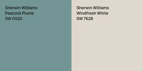 SW 0020 Peacock Plume vs SW 7628 Windfresh White