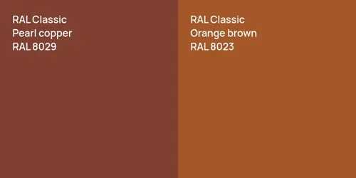 RAL 8029  Pearl copper vs RAL 8023  Orange brown