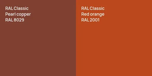 RAL 8029  Pearl copper vs RAL 2001  Red orange