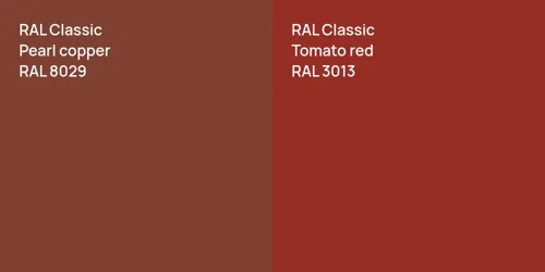 RAL 8029  Pearl copper vs RAL 3013  Tomato red