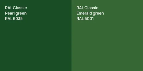 RAL 6035  Pearl green vs RAL 6001  Emerald green