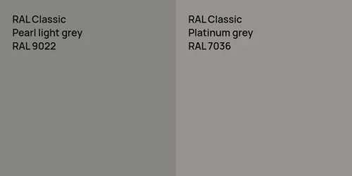 RAL 9022  Pearl light grey vs RAL 7036  Platinum grey