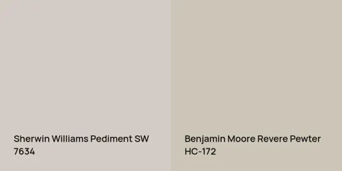 SW 7634 Pediment vs HC-172 Revere Pewter