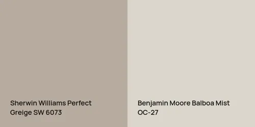 SW 6073 Perfect Greige vs OC-27 Balboa Mist