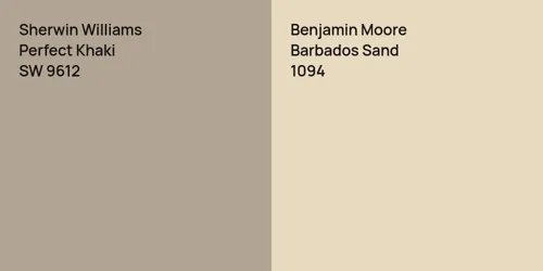 SW 9612 Perfect Khaki vs 1094 Barbados Sand