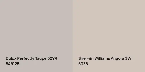 60YR 54/028 Perfectly Taupe vs SW 6036 Angora