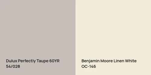 60YR 54/028 Perfectly Taupe vs OC-146 Linen White