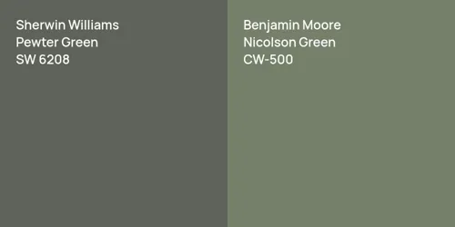 SW 6208 Pewter Green vs CW-500 Nicolson Green