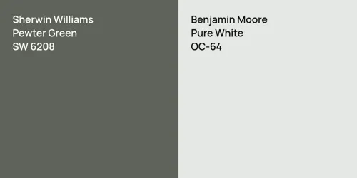 SW 6208 Pewter Green vs OC-64 Pure White