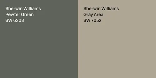 SW 6208 Pewter Green vs SW 7052 Gray Area