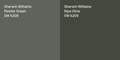 SW 6208 Pewter Green vs SW 6209 Ripe Olive