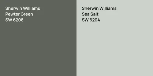 SW 6208 Pewter Green vs SW 6204 Sea Salt