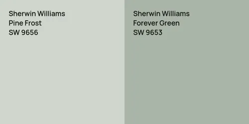 SW 9656 Pine Frost vs SW 9653 Forever Green