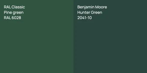 RAL 6028  Pine green vs 2041-10 Hunter Green