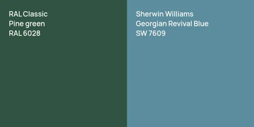 RAL 6028  Pine green vs SW 7609 Georgian Revival Blue