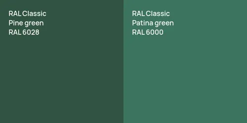 RAL 6028  Pine green vs RAL 6000  Patina green