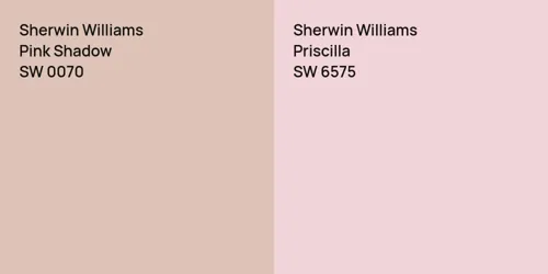 SW 0070 Pink Shadow vs SW 6575 Priscilla