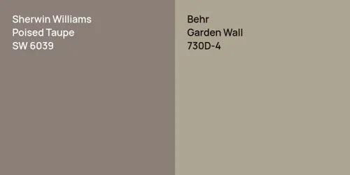 SW 6039 Poised Taupe vs 730D-4 Garden Wall