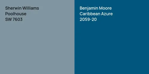 SW 7603 Poolhouse vs 2059-20 Caribbean Azure