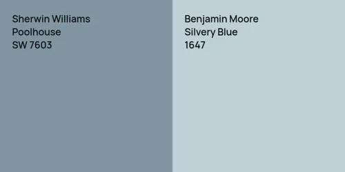 SW 7603 Poolhouse vs 1647 Silvery Blue