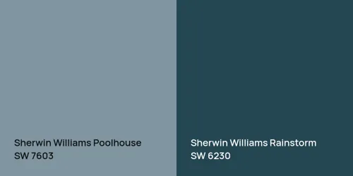 SW 7603 Poolhouse vs SW 6230 Rainstorm