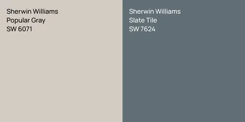 SW 6071 Popular Gray vs SW 7624 Slate Tile