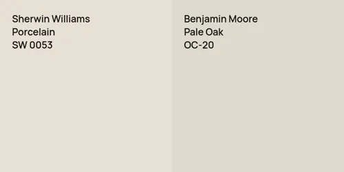 SW 0053 Porcelain vs OC-20 Pale Oak