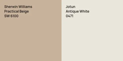 SW 6100 Practical Beige vs 0471 Antique White