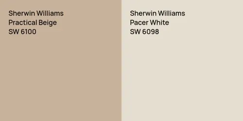 SW 6100 Practical Beige vs SW 6098 Pacer White