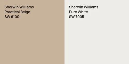 SW 6100 Practical Beige vs SW 7005 Pure White