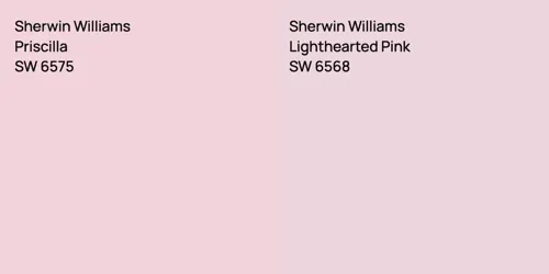 SW 6575 Priscilla vs SW 6568 Lighthearted Pink