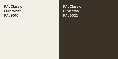 RAL 9010 Pure White vs RAL 6022  Olive drab