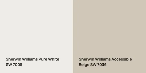 SW 7005 Pure White vs SW 7036 Accessible Beige