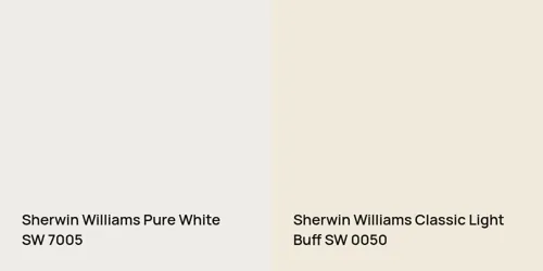 SW 7005 Pure White vs SW 0050 Classic Light Buff