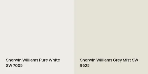 SW 7005 Pure White vs SW 9625 Grey Mist