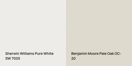 SW 7005 Pure White vs OC-20 Pale Oak