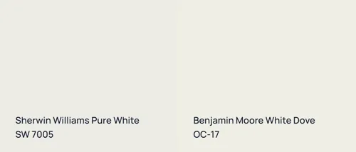 SW 7005 Pure White vs OC-17 White Dove