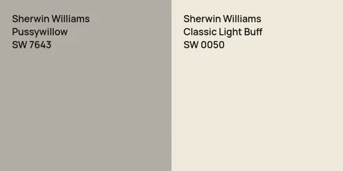 SW 7643 Pussywillow vs SW 0050 Classic Light Buff