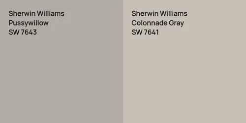 SW 7643 Pussywillow vs SW 7641 Colonnade Gray