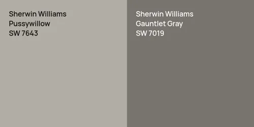 SW 7643 Pussywillow vs SW 7019 Gauntlet Gray