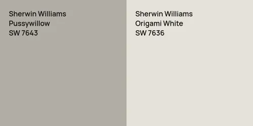 SW 7643 Pussywillow vs SW 7636 Origami White