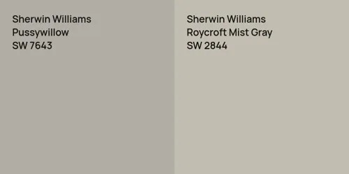 SW 7643 Pussywillow vs SW 2844 Roycroft Mist Gray