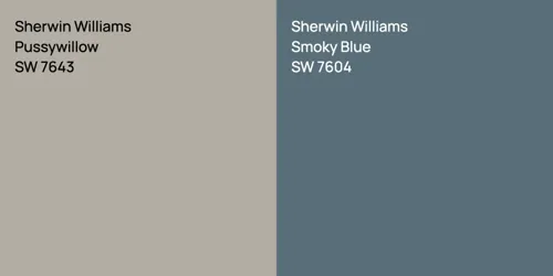 SW 7643 Pussywillow vs SW 7604 Smoky Blue