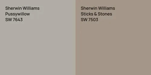 SW 7643 Pussywillow vs SW 7503 Sticks & Stones