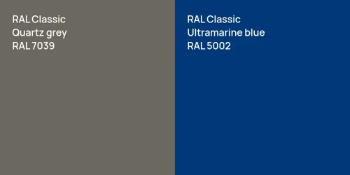 RAL 7039  Quartz grey vs RAL 5002  Ultramarine blue