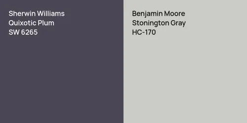 SW 6265 Quixotic Plum vs HC-170 Stonington Gray