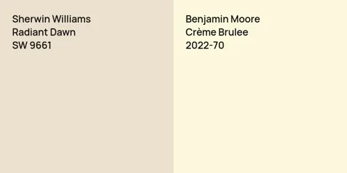 SW 9661 Radiant Dawn vs 2022-70 Crème Brulee